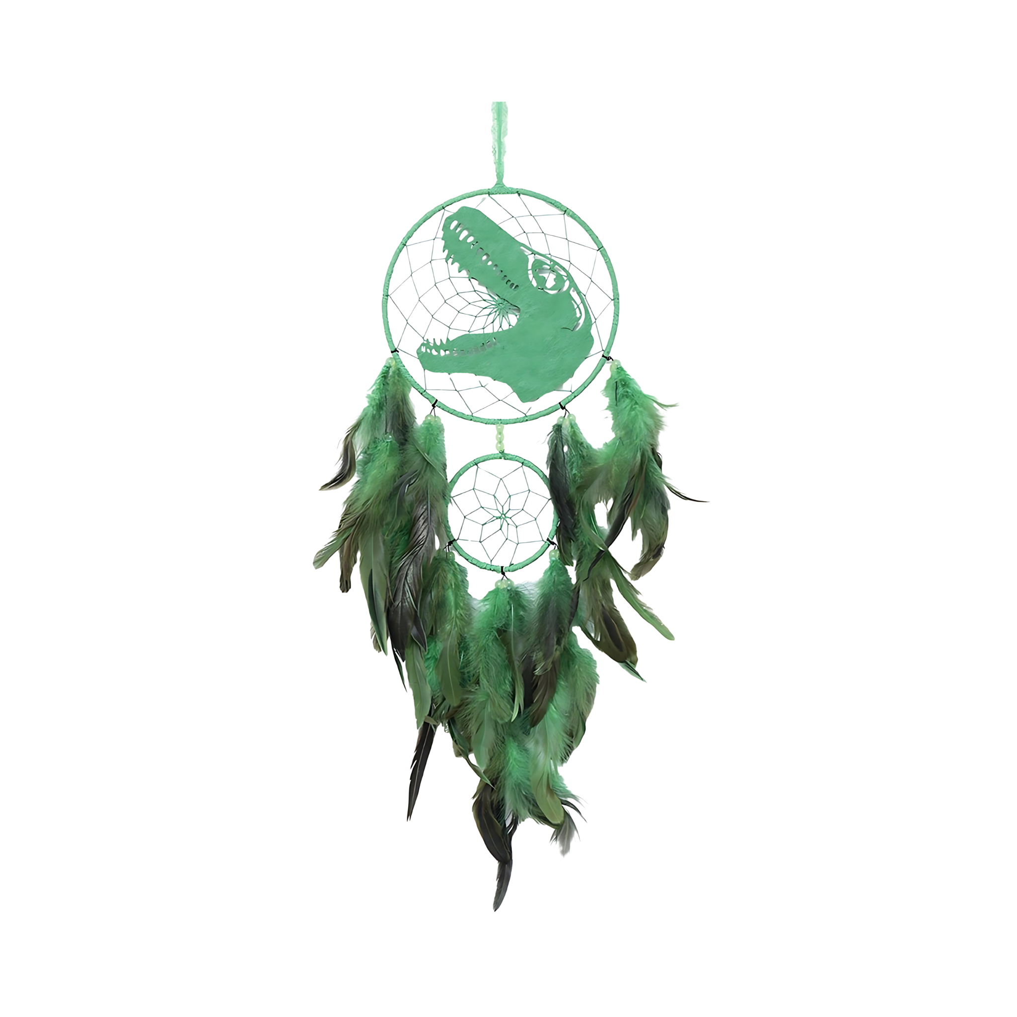 Dinosaur Dream Catcher Handmade Feather Ornament for Room Decor