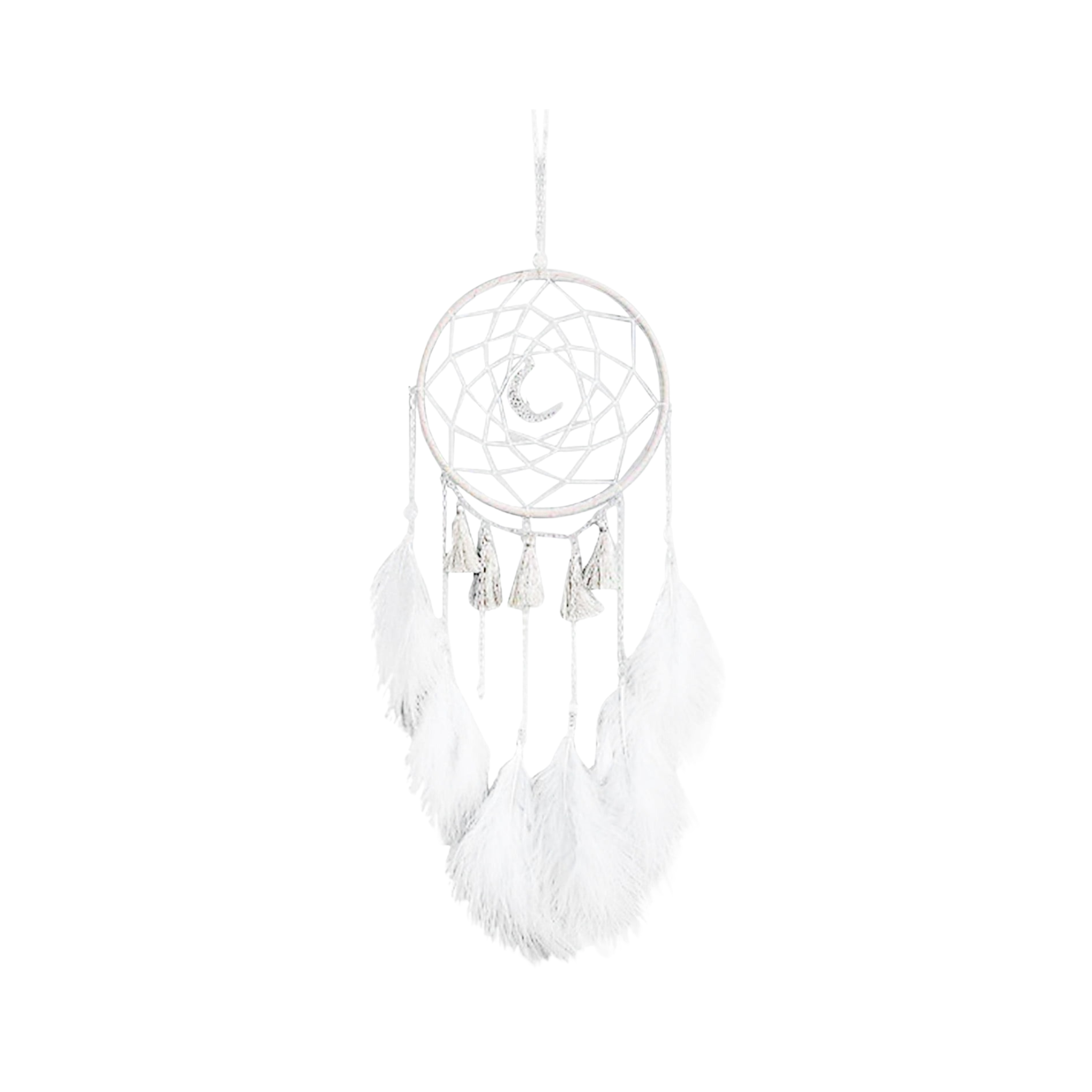 Handmade White Dream Catcher Feather Wall Hanging Decor With Lights