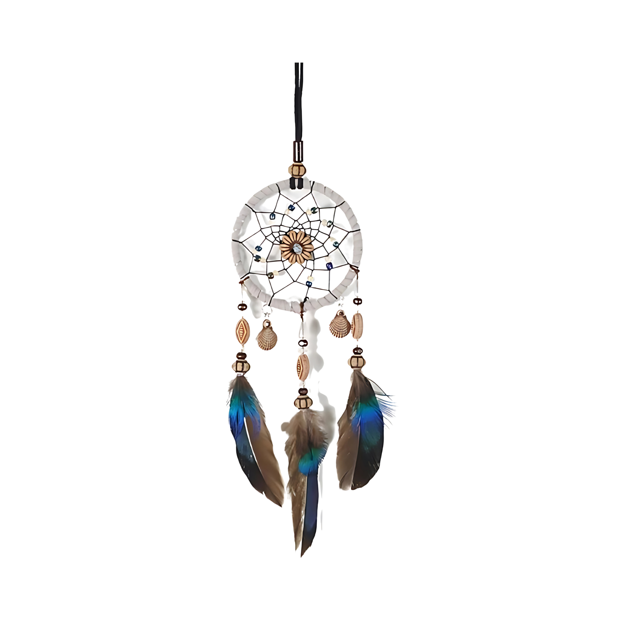Mini Car Dream Catcher Handmade Natural Feather Bohemian Hanging Ornament